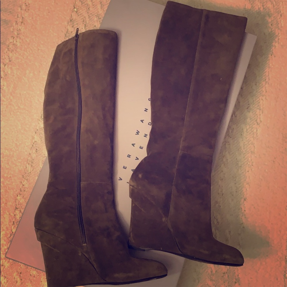 Vera Wang Lavender suede knee high boots